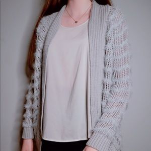 Candie's Light Gray Knit Cardigan w/ Fur Details